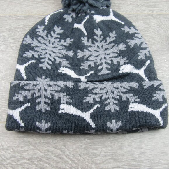 Puma Fair Isle Snowflake Pom Beanie Cap Unisex One Size Fit Grey NEW - Picture 6 of 9